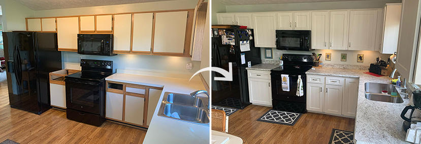 Before and after of Kitchen Cabinet Job